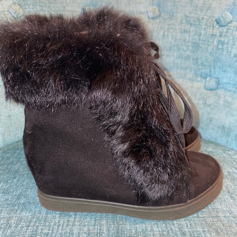 Black Wedge Booties
